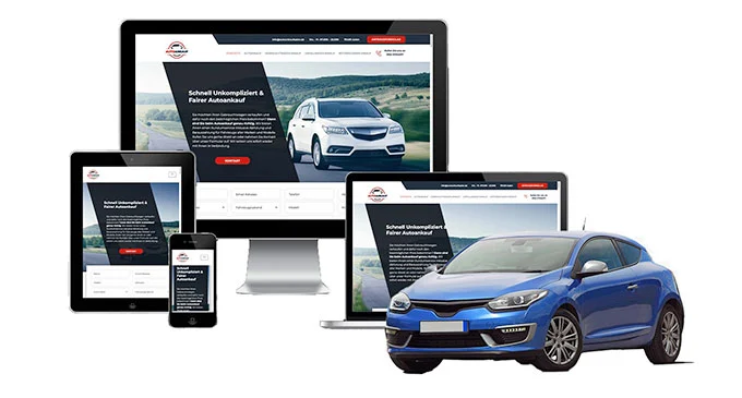 Ankaufseite mobil – Autoankauf Saarlouis mit rotem PKW